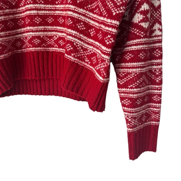 American Eagle Outfitters Vintage Red and White Fair Isle Sweater, Oversized, XS - Picture 4 of 7